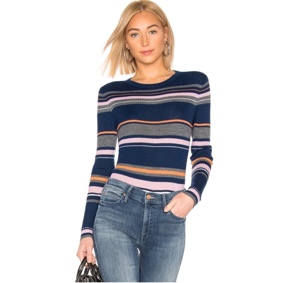 Frame Denim Tops - FRAME Panel Striped Knit Sweater